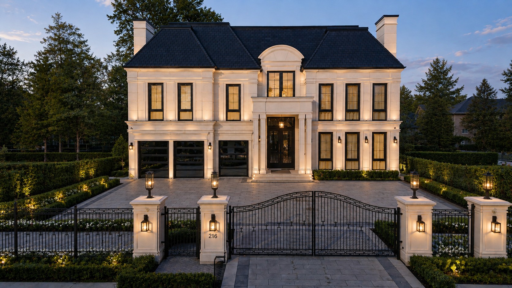216 Duncan Rd, Richmond Hill: Gated French Limestone Estate with a Domed Double Staircase, Indoor Pool and Cedar Sauna