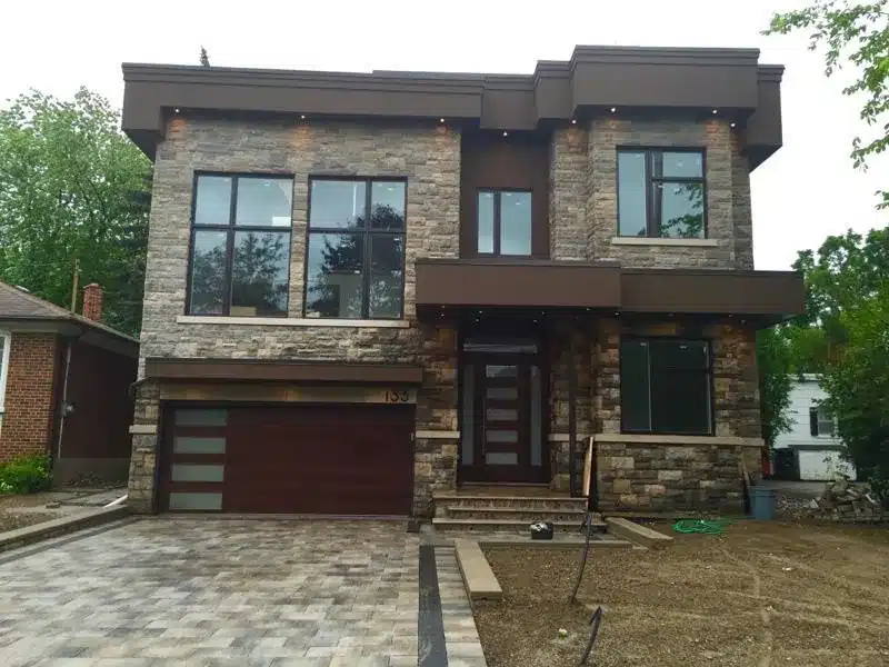 133 Northwood Dr, North York: Stacked Stone Facade, Dark Wood Accents and a Contemporary Flat-Roof Design